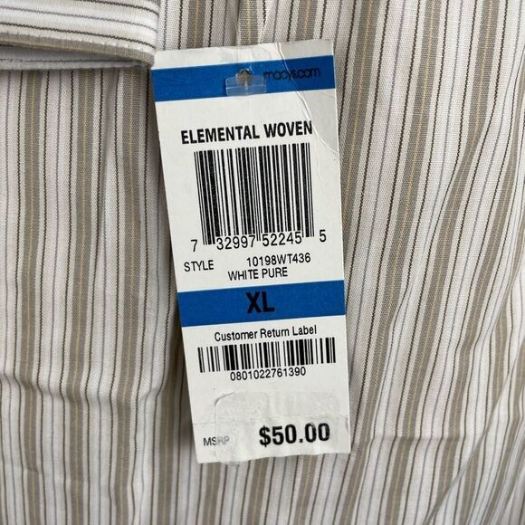 NWT Via Europa Beige Striped Button-Up Shirt Size XL - Picture 8 of 9